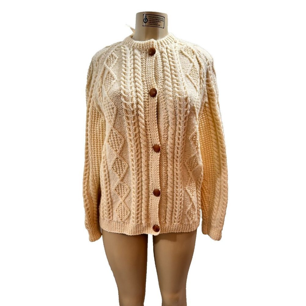 VTG, Women's Abercrombie and Fitch Rare  Handknit 100% Wool Cable  Size S-M #981